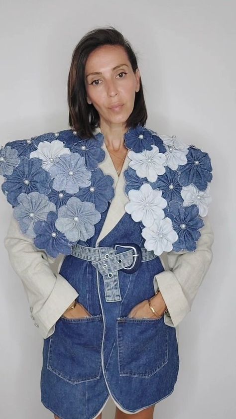 ☆ sɪᴠᴀɴ ᴘᴇʀᴇᴢ ᴍᴀʟᴜʟ ☆ | FLOWER DENIM TOP THE TUTORIAL! #denim #upcycledclothing #upcycled #flower #denimstyle #upcycle #denimondenim | Instagram Denim Flowers Diy How To Make, Hair Ideas Medium, Denim Scraps, 2025 Spring, Hoco Hair Ideas Straight, Hoco Hair Ideas Ponytail, Hoco Hair Ideas Half Up, Hoco Hair Ideas Down, Hoco Hair Ideas Medium