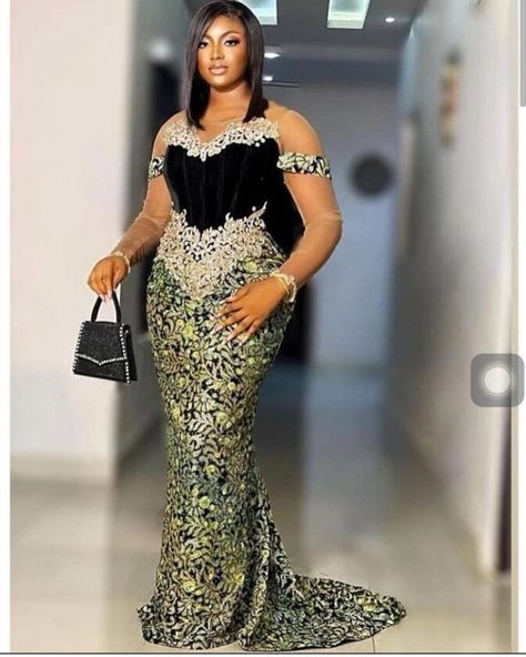 2021/2022 Latest and Sexy Aso Ebi Lace Gown Styles. - Ladeey Velvet Mix With Lace Style, Lace And Crepe Combination Styles, Lastest Style For Lace Gown 2023, Owanbe Styles For Lace Straight Gown, Lastest Style For Lace Gown 2021, Simple Lace Dress Styles Nigerian, Corset Lace Styles, Lace Material Styles, Lace Gown Styles Aso Ebi