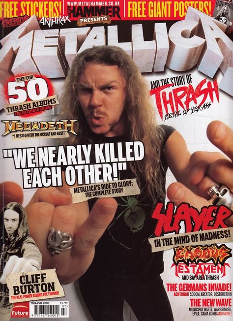 metal hammer special - metallica and the story of thrash 2008 Metallica Magazine, Metallica Cover, Municipal Waste, Giant Poster, Metal Albums, Love Band, James Hetfield, Heavy Metal Music, The New Wave