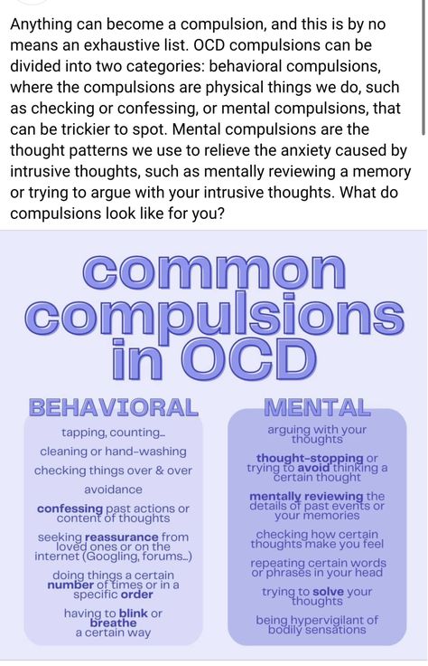 Symptoms For Ocd, Ocd Therapy, Ocd Symptoms, Mental Health Facts, Break The Stigma, Self Healing Quotes, Life Ideas, Health Inspiration, Health Facts