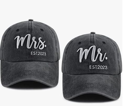 2PCS Mr and Mrs EST 2023 Hats for Men Women, Adjustable Washed Cotton 3D Embroidered Gifts Baseball Cap Mr And Mrs Gifts, Mrs Gifts, Best Bridal Shower Gift, Honeymoon Essentials, Funny Bride, Wedding After Party, Bride Hat, Gifts For Couples, Engagement Gifts For Couples