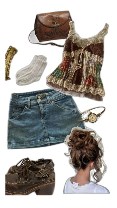 Midwestern Princess Outfit, Ella Enchanted Inspired Outfits, Earthy 90s Fashion, Whimsical Concert Outfit, Summer Dress Outfits Aesthetic, Hippy Aesthetic Outfit, 90s Indie Fashion, Hippy Outfits Aesthetic, Thrift Clothes Aesthetic