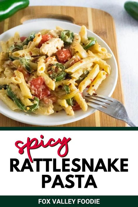 Rattlesnake Pasta Recipe, Rattlesnake Pasta, Spicy Pasta Recipes, Spicy Steak, Chicken Pasta Dishes, Comfort Pasta, Spicy Pasta, Sauteed Chicken, Pasta Dinner Recipes