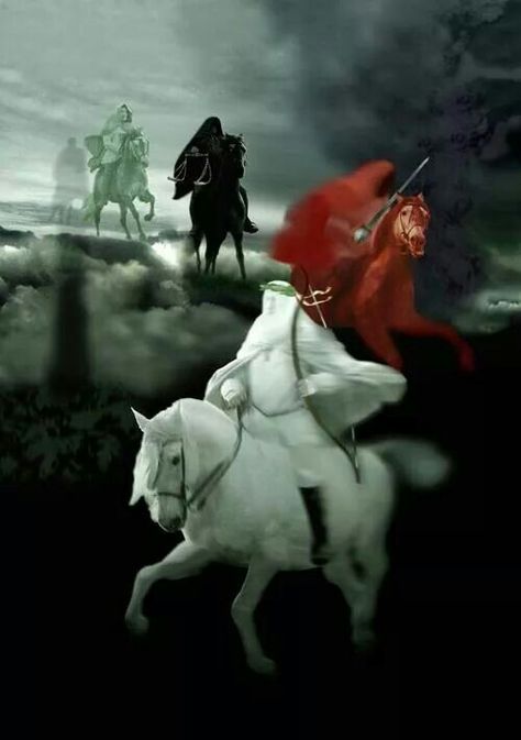 The four horsemen Revelation Prophecy, Pre Tribulation Rapture, Four Horses, Pale Horse, Horsemen Of The Apocalypse, Horse Galloping, Prophetic Art, Book Of Revelation, Four Horsemen