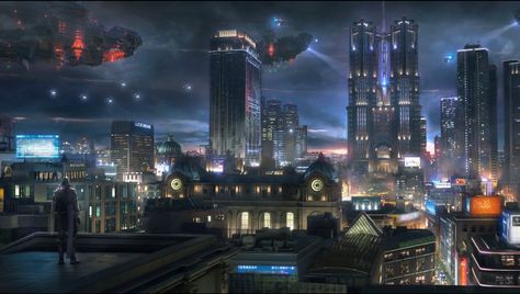 Final Fantasy XV Kingslaive: Building The World Witcher Wallpaper, Scifi City, Sci Fi City, Landscape Concept, Cyberpunk City, Fantasy City, Final Fantasy Xv, Fantasy Places, Modern Fantasy