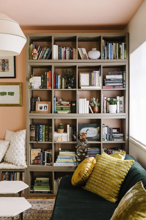 A West Elm Visual Manager Keeps Things Personal In Her Salt Lake City Cottage - Front + Main Cottage Photos, City Cottage, West Elm Furniture, Mismatched Dining Chairs, Dining Table Lamps, Modern Buffet, Bookshelf Styling, Home Libraries, Matching Chairs