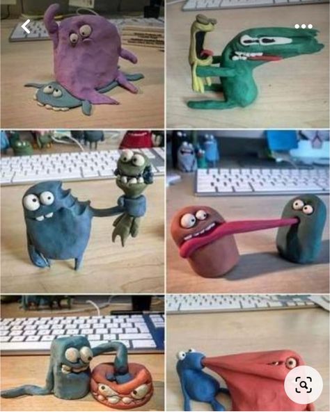 Clay Animation, Kids Art Studio, Clay Monsters, Clay Diy Projects, Pottery Painting Designs, Cute Clay, Clay Art Projects, Clay Figures, Diy Clay Crafts