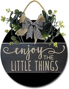 Enjoy The Little Things Sign Front Door Porch Decorations, Round Rustic Wood Hanging Sign for Farmhouse Porch Outdoor Home Holiday Front Door Sign Decor Holiday Front Door, Porch Outdoor, Porch Decorations, Front Door Sign, Door Porch, Front Door Porch, Farmhouse Porch, Front Door Signs, Enjoy The Little Things