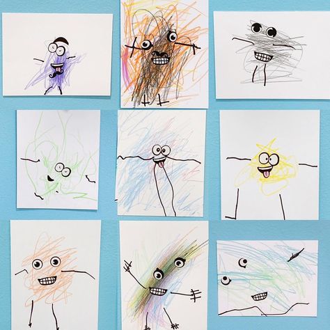 𝗝𝗮𝗺𝗶𝗲 〰️ 𝗣𝗹𝗮𝘆 𝘁𝗼 𝗟𝗲𝗮𝗿𝗻 on Instagram: “Scribble Monsters 😍  We read “I’m not just a Scribble” by Diane Alber. Then the students created these adorable little art projects. I…” Not Just A Scribble, Prek Lessons, Diane Alber, Daycare Art, Jamie White, Nursery Activities, Classroom Quotes, Scribble Art, Preschool Class