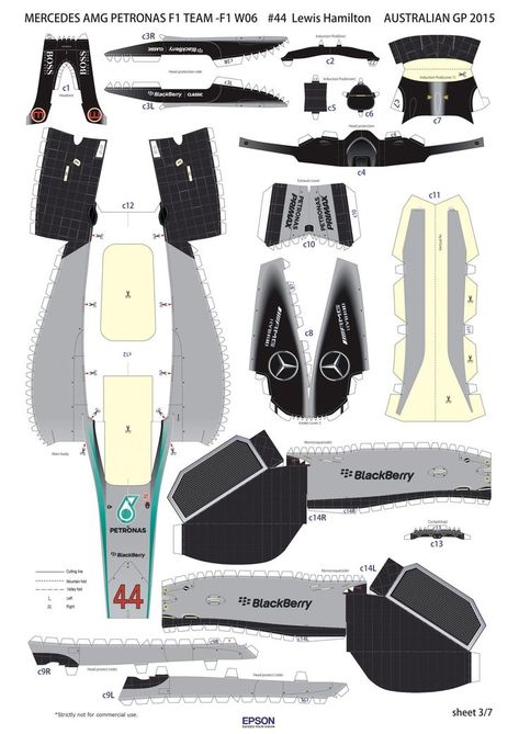 F-14d Super Tomcat, Mercedes Petronas, Car Papercraft, Mercedes Lewis, Paper Model Car, Toto Wolff, Free Paper Models, Mercedes F1, Paper Car