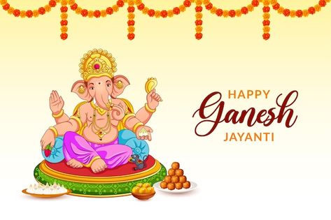 Ganesh Jayanti, Happy Ganesh, Festival Celebration, Psd Icon, Iconic Photos, Lord Ganesha, Vector Photo, Ganesha, Premium Vector