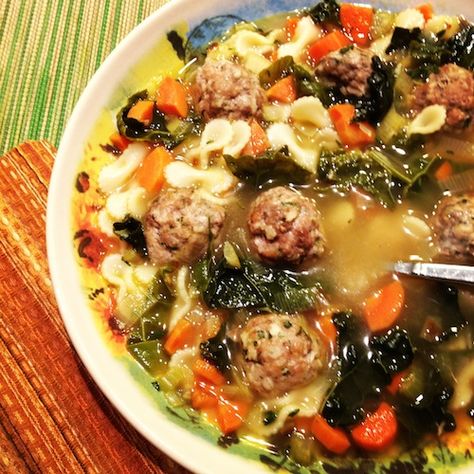 Italian Wedding Soup with Kale #soup #fall #Italian #kale Wedding Soup Recipe, Soup With Kale, Italian Wedding Soup Recipe, Wedding Soup, Savory Soups, Italian Wedding, Fresh Vegetables, Soup Recipe, Soup And Salad