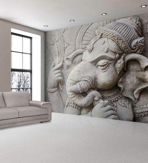 Ganesha Wallpaper, Arte Ganesha, Sculpture Interior, Buddha Decor, Ganesh Ji, Clay Wall Art, Ganesha Painting, Ganesha Art, Creative Spaces