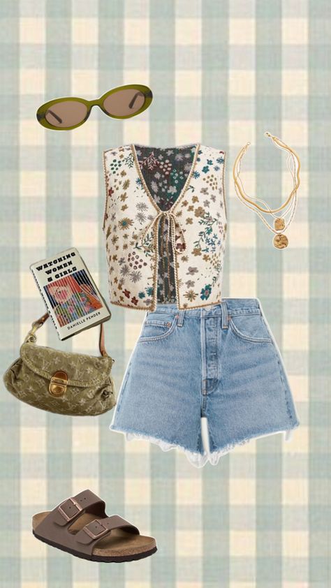 It Girl Outfit, Gold Layered Necklaces, Necklaces Green, Vest Denim, Louis Vuitton Purse, Summer Hot, Summer Outfit Ideas, Trendy Summer Outfits, Pants With Pockets