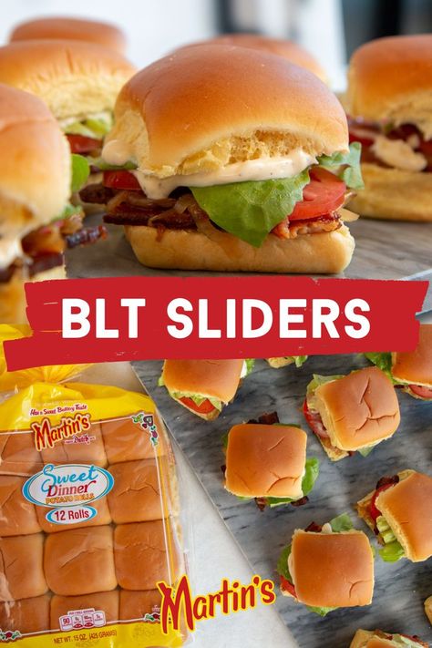 The classic sandwich made into a tasty slider. With only 6 ingredients, you’ll have these BLT sliders served on Martin’s Sweet Dinner Rolls ready in no time! Blt Sliders, Sweet Potato Rolls, Sweet Dinner Rolls, Slider Rolls, Potato Rolls, Tomato Dishes, Classic Sandwich, Potato Roll, Slider Recipes