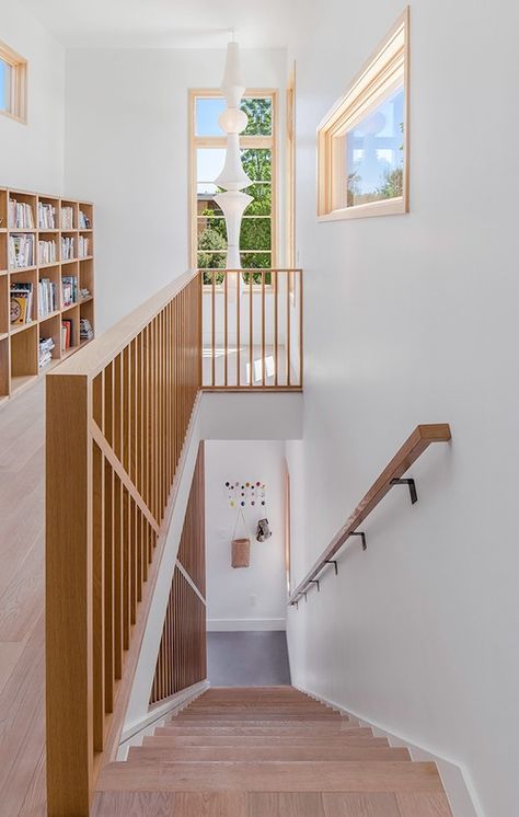 18th Street — Space Craft Hallway Stairs Ideas, Attic Stair, Modern Attic, Stair Railing Ideas, Railing Ideas, Staircase Ideas, Staircase Remodel, Attic Stairs, Space Craft