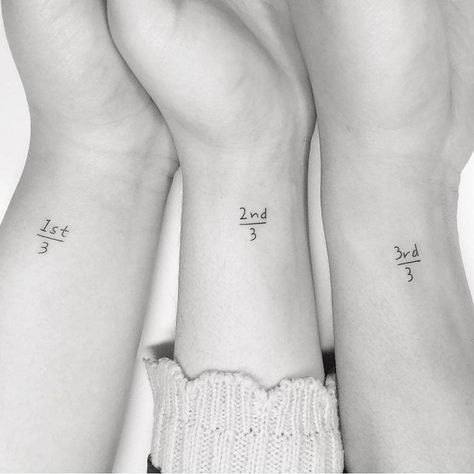 Three Small Tattoos, Tattoo For Three Siblings, Sibling Tattoos For 3 Sisters, Three Matching Tattoos, Three Sibling Tattoos, Three Sister Tattoos, Siblings Tattoo For 3, Partner Tattoos, Sisters Tattoo