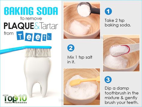 baking soda to remove paque and tartar from teeth How To Remove Plaque, Natural Teeth Whitening Remedies, Tartar Teeth, Plaque Teeth, Teeth Whitening Homemade, Health Improvement, Top 10 Home Remedies, Teeth Whitening Remedies, Dental Fillings