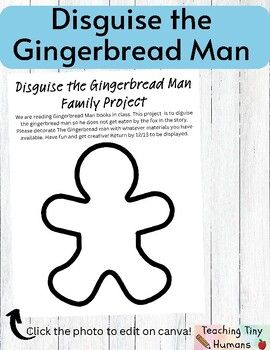 Family Gingerbread Project, Disguise The Gingerbread Man, Gingerbread Disguise, Disguise A Gingerbread Man, The Gingerbread Man, Family Project, Christmas Printable, Tiny Humans, Fabric Paper