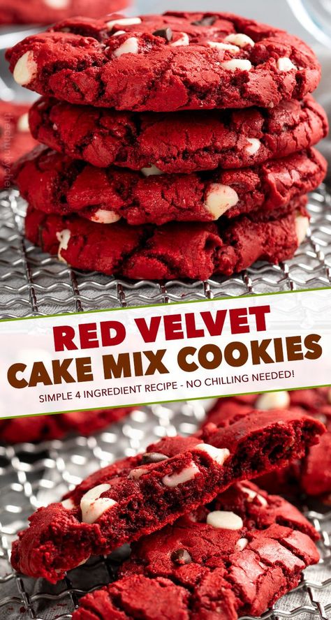 Red Velvet Box Cake Cookies, Red Velvet Cake Mix Cookies Recipes, Recipes With Red Velvet Cake Mix Boxes, Red Velvet Cake Box Cookies, Red Velvet Cookies With Cake Mix Boxes, Red Velvet Christmas Cookies, Cookies Out Of Cake Mix Boxes, Red Velvet Cookies From Cake Mix Easy, Red Velvet Cake Mix Recipes