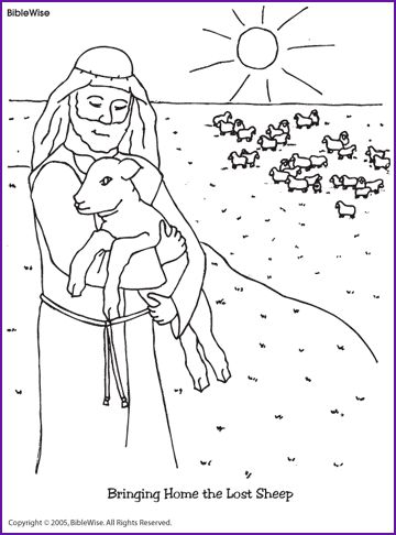 Jesus and the Lost Sheep, Coloring Page - Kids Korner - BibleWise Lost Sheep Coloring Page, Jesus And The Lost Sheep, Sheep Coloring Page, Festa Moana Baby, Jesus Coloring Pages, Sunday School Coloring Pages, Lost Sheep, Sheep Crafts, The Lost Sheep