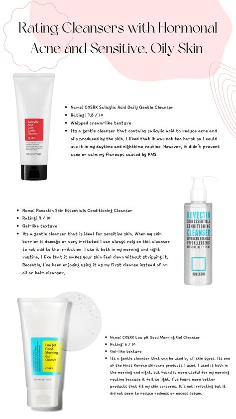 Cosrx Cleanser For Oily Skin, Korean Cleanser For Oily Skin, Korean Skincare Acne Prone Skin, Korean Skincare Sensitive Skin, Cosrx Low Ph Good Morning Gel Cleanser, Korean Skincare For Oily Acne Prone Skin, Rovectin Cleanser, Cosrx Salicylic Cleanser, Cleanser Aesthetic