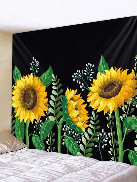 Plant Tapestry, Sunflower Tapestry, Sunflower Leaf, Sunflower Leaves, Room Wall Hanging, Tapestry Room, Garden Mural, Flower Mural, Deco Fashion