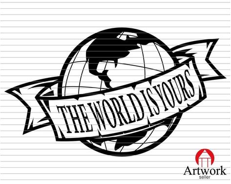 World Is Yours Tattoo, The World Is Yours Tattoo, Stencil Simple, Globe Tattoos, Travel Svg, Adventure Svg, Half Sleeve Tattoos Drawings, Cricut Hacks, Thug Girl