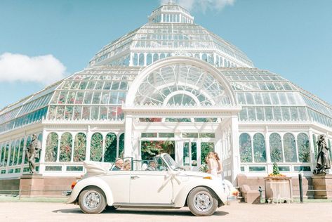 Giselle Dress By Anna Campbell Sefton Park Palm House Wedding Photography By Sarah Jane Ethan English Picnic, Palm House Wedding, Wedding Words, Vintage Wedding Car, Sefton Park, Giselle Dress, Vintage Car Wedding, Palm House, Boat Wedding