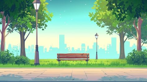 2d Background Animation, 2d Animation Background, Garden Town, Animation Tips, Background Anime, City Cartoon, Park Pictures, Digital Texture, Texture Images