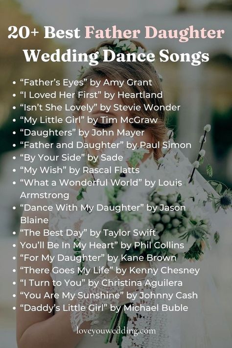 Looking for the best father daughter wedding dance song ideas for your wedding playlist? We’re sharing the best fun, country, rock, father daughter dance songs for your wedding music list. Dance Wedding Songs, Summer Country Wedding, Father Daughter Wedding Songs, Wedding Music List, Father Daughter Wedding Dance, Wedding Music Playlist, Father Daughter Wedding, Wedding Music Band, Father Daughter Dance Songs