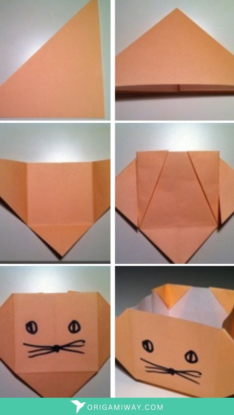 An light orange paper origami cat Easy Origami, Cat Box, Origami Easy, Origami Paper, Storage Box, The Face, Cat Lovers, Origami, Drawings