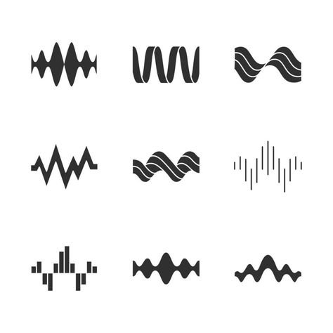 Sound Symbol Design, Rhythm Logo Design, Sound Wave Logo Design, Sound Waves Illustration, Wave Icon Logo, Sound Logo Music, Record Studio Logo, Sound Wave Illustration, Soundwave Illustration