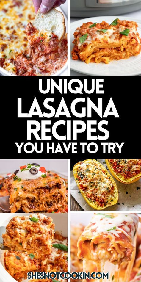 Skip the traditional lasagna recipe and try one of these unique lasagna recipes. From Mexican Lasagna to Chicken Alfredo Lasagna, this easy weeknight recipes are crowd favorites! Gourmet Lasagna Recipe, Different Lasagna Ideas, Bbq Lasagna Recipe, Unique Lasagna Recipes, Original Lasagna Recipe, Unique Lasagna, Lasagna Ideas, Loaded Food, Traditional Lasagna Recipe