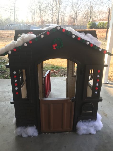 Gingerbread Little Tikes House, Playhouse Into Gingerbread House, Lil Tikes Playhouse Makeover, Turning A Play House Into A Gingerbread House, Little Tykes Playhouse Gingerbread House, Little Tikes, Tis The Season, Gingerbread House, Gingerbread