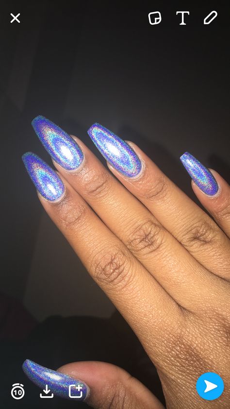 Long Blue Holographic Nails Holographic Nails Acrylic, Hallographic Nails, Rave Nails, Holo Nails, Super Nails, Nails 2020, Nails Gel, Holographic Nails, Prom Nails