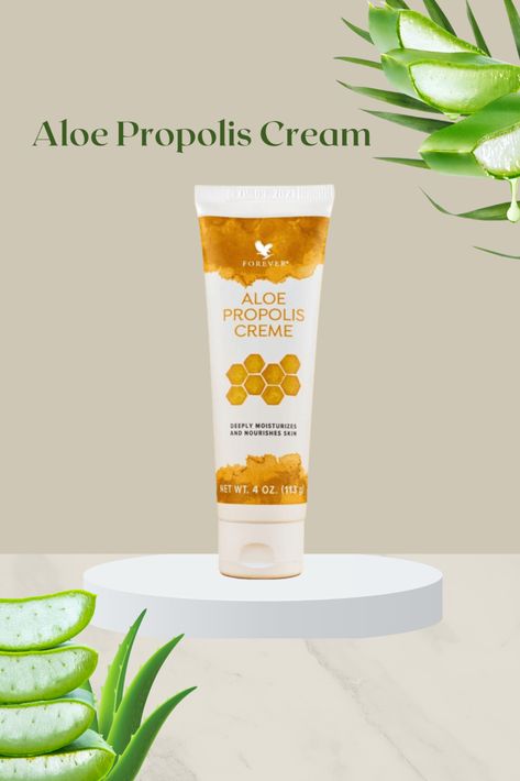 Aloe vera with honey extracts is an Excellent skin moisturizer and conditioner. Aloe Propolis Creme is a rich blend of stabilized Aloe Vera Gel and Bee Propolis, with other ingredients recognized for their contribution to healthy skin. Chamomile, one of nature’s best-known skin care herbs, is also added to the mix. Vitamins A and E complete the formula, recognized for their natural #aloeveraskincare #aloeverabenfits #beepropolis Propolis Cream Forever Living, Bee Propolis Benefits, Aloe Propolis Cream, Propolis Benefits, Propolis Cream, Aloe Vera Gelly, Aloe Vera Skin Care, Bee Propolis, Forever Business