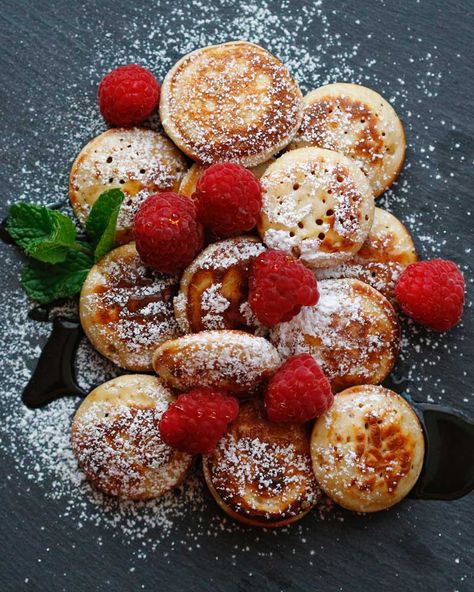 Puffy and light sourdough dutch poffertjes are pancakes with the difference. Pancake Maker Recipes, Dutch Pancake Recipe, Dutch Pancakes Recipe, Poffertjes Recipe, Mini Dutch Pancakes, Dutch Pancakes, Pancake Maker, Mini Pancakes, Dutch Recipes