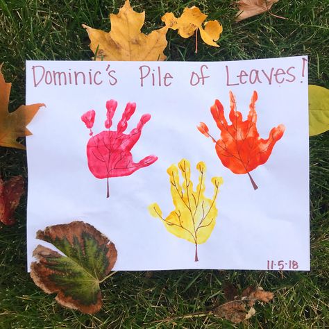 Handprint leaves #fall #infantcrafts Fall Preschool Handprint Crafts, Handprint Leaves Preschool, Infant Leaf Activities, Leaves Handprint Craft, Leaf Infant Art, Infant Fall Art Projects, Toddler Fall Handprint Crafts, October Crafts For Infants Daycare, Fall Leaf Handprint Crafts