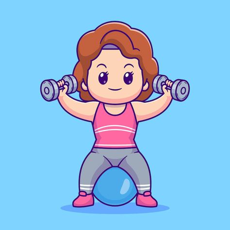 Free Vector | Cute woman workout with dumbell and fitness ball cartoon vector icon illustration. people sport icon Workout With Dumbell, Workout Cartoon, Workout Dumbell, Yoga Cartoon, Weight Pictures, Ball Cartoon, Woman Workout, Fitness Ball, Illustration People