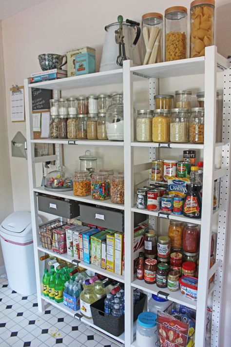 How To Create A More Functional And Organized Kitchen - Organized-ish by Lela Burris Ikea Pantry Organization, Ikea Kitchen Organization, Ivar Regal, Ikea Pantry, Open Pantry, Ikea Organization, Kitchen Ikea, Diy Kitchen Countertops, Organized Kitchen