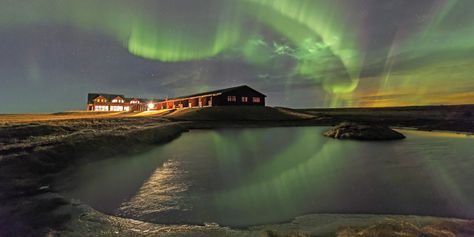 Alpine-style lodge in remote southern Iceland where you can watch volcanoes explode, see the Northern Lights and eat like a (vi)king Best Hotels In Iceland, Northern Lights Hotel, Northern Lights Viewing, Blue Lagoon Iceland, Top Places To Travel, South Iceland, Luxury Travel Destinations, Visit Iceland, See The Northern Lights