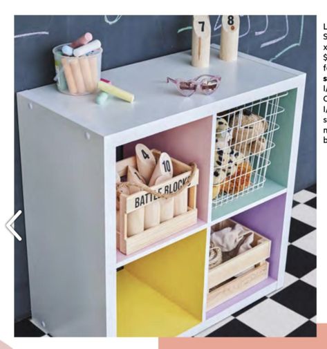 Bunnings magazine 2/2023: paint the inside of a 4-cube storage unit for kids Painted Cube Storage, Kids Rooms Inspo, Cube Storage Unit, Cube Unit, Diy Furniture Renovation, Furniture Renovation, Cube Storage, Kids Playroom, Storage Unit