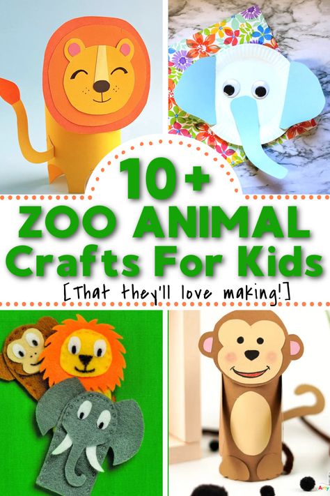 Are you looking for easy zoo animal crafts for kids? We've got 10 adorable zoo animal crafts that re perfect for toddlers and preschoolers! They are ideal for zoo lesson plans or zoo week iplans! Preparing for a zoo field trip? Make these crafts after you go to extend the activity. Preschool zoo crafts that are great fine motor activities! Zoo Lesson Plans, Zoo Animal Crafts For Kids, Zoo Field Trip, Zoo Lessons, March Preschool, Zoo Crafts, Zoo Animal Crafts, Lion Craft, Library Resources