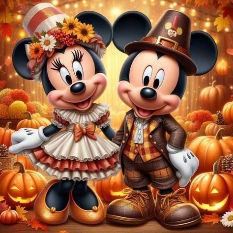 Fall Disney Wallpaper, Disney Fall Wallpaper, Happy Thanksgiving Wallpaper, Disney Thanksgiving, Mickey Mouse Wallpaper Iphone, Minnie Mouse Images, Autumn Evening, Disney Printables, Halloween Wallpaper Cute