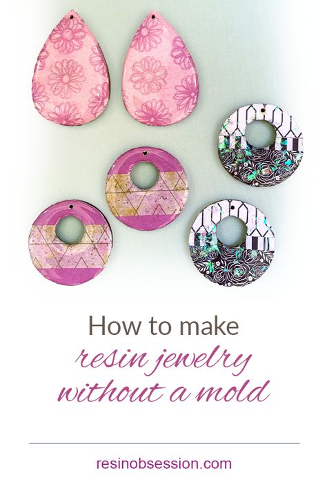 Here's how you can make resin jewelry WITHOUT using a mold. . . . . #resin #resinjewelry #resinobsession Resin Earing Making, Resin Without Mold, Resin Jewelry Diy How To Make, Resin Art Without Mold, Uv Resin Jewelry Tutorials, Resin Earings Idea, Clay And Resin Jewelry, How To Make Resin Earrings, Uv Resin Jewelry Ideas