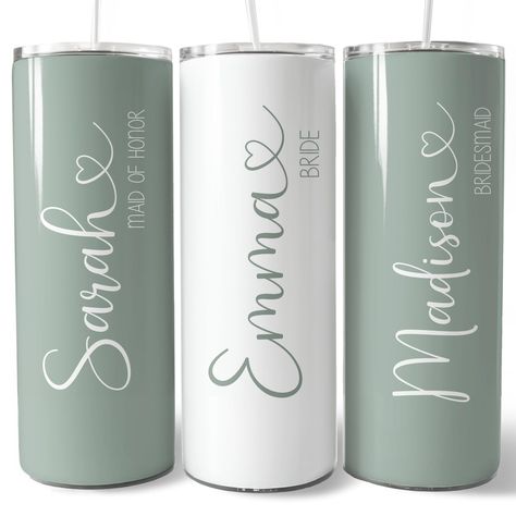 PRICES MAY VARY. PERFECT BRAIDESMAID PROPOSAL GIFT: Our personalized tumbler cups with lid and straw are the perfect bridal party favours. Featuring glossy finish and vibrant colors they are unique bridal party cups for wedding day, bachelorette party or girls trip. PERSONALIZED TUMBLERS WITH NAMES: These team bride coffee mugs can be customized with names and roles. You can gift it to Bridesmaid, Maid of Honor, Matron of Honor, Flower Girl, Mother of the Bride, Mother of the Groom, Aunt of the Wedding Cup Favors For Guests, Bachelorette Cup Ideas, Cute Wedding Favors For Guests, Bridesmaid Gifts From Bride Day Of, Western Bridesmaid Proposal, Cups With Names, Maid Of Honor Responsibilities, Ways To Ask Bridesmaids, Gifts For Bridal Party