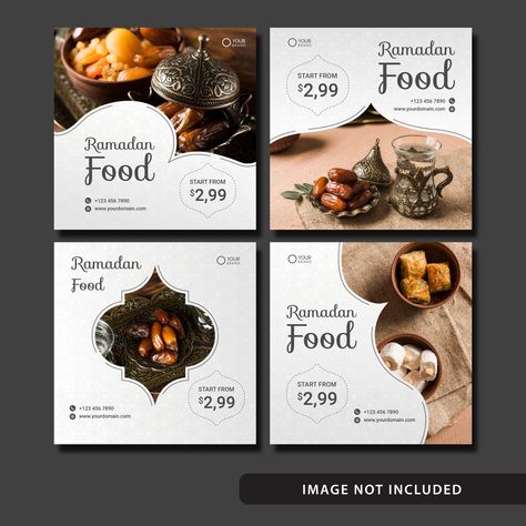 Elegant Social Media Post Design, Food Social Media Post Design Ideas, Islamic Post Design, Instapost Design, Ramadan Social Media Post, Social Media Post Design Templates, Food Post Design, Food Social Media Design, Muslim Food