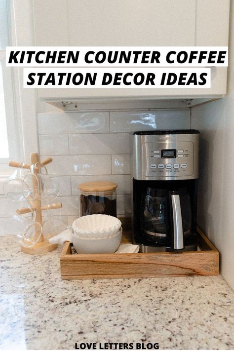 COFFEE STATION DECOR IDEAS Counter Coffee Station, Kitchen Counter Coffee Station, Styling Kitchen Counters, Coffee Station Ideas Countertop, Kitchen Countertop Decor Ideas, Kitchen Counter Styling, Coffee Bar Ideas Kitchen Counter, Coffee Station Ideas, Kitchen Sink Decor