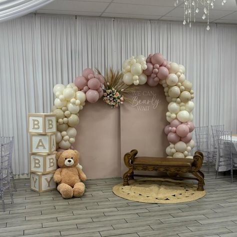 We Can Bearly Wait Baby Shower🤍🧸 . Full Backdrop Setup & Balloon Centerpieces provided by us ✨ #babyshowerideas #wecanbearlywait #bearbabyshower #babygirls #balloondecor #backdroprentals #eventdecor #palmdale #lancaster #antelopevalley #sfv #santaclarita #818 #661 We Can Bearly Wait Centerpiece, We Can Bearly Wait Baby Shower Theme Girl, Backdrop Setup, Mexican Baby Shower, Bear Baby Shower Theme, We Can Bearly Wait, Bearly Wait, Bear Girl